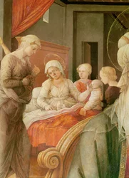Tondo Bartolini, Madonna y Niño (historia de María), (detalle)